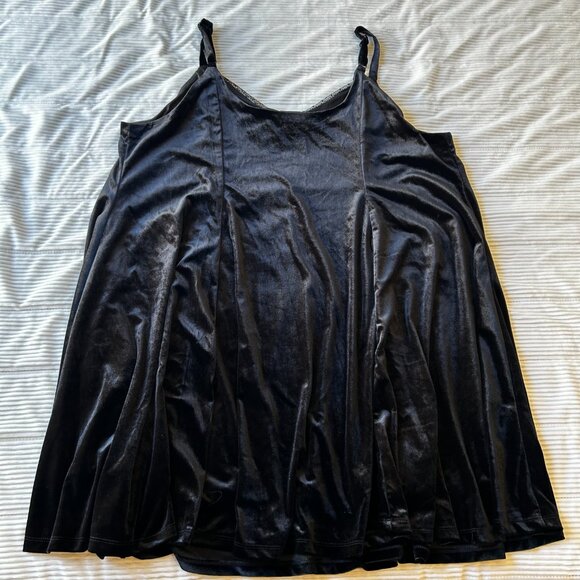 Torrid Black Velvet Lace Trim Trapeze Dress Women’s Plus Size 4 A-Line Spaghetti - Picture 3 of 15